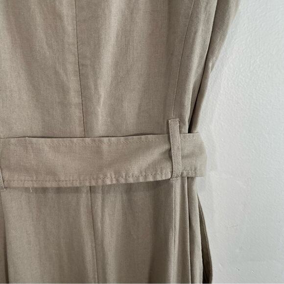 NWT Calvin Klein Khaki Linen Blend Wide Leg Button Front Sleeveless Jumpsuit 2 - Picture 11 of 15